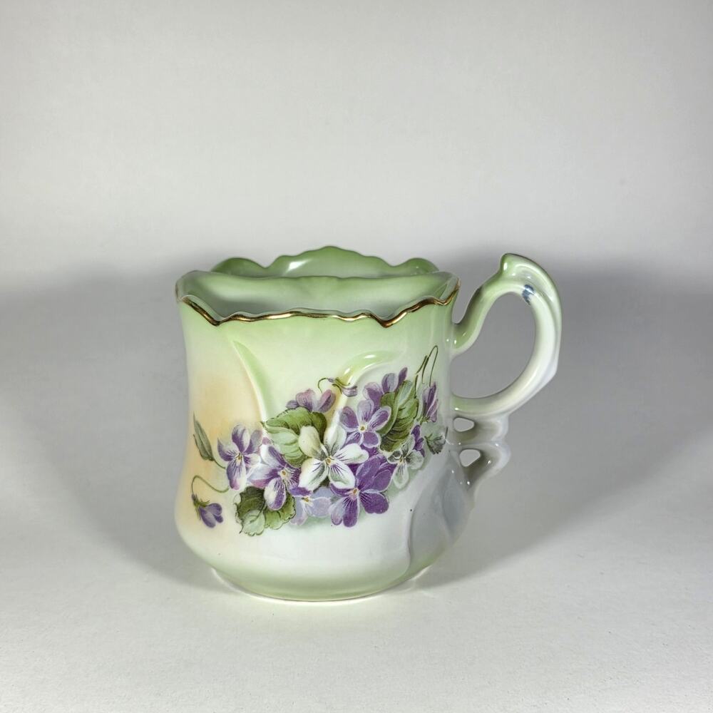 Brandenburg Mustache Mug Violet Floral Shaving Mug 3.5”